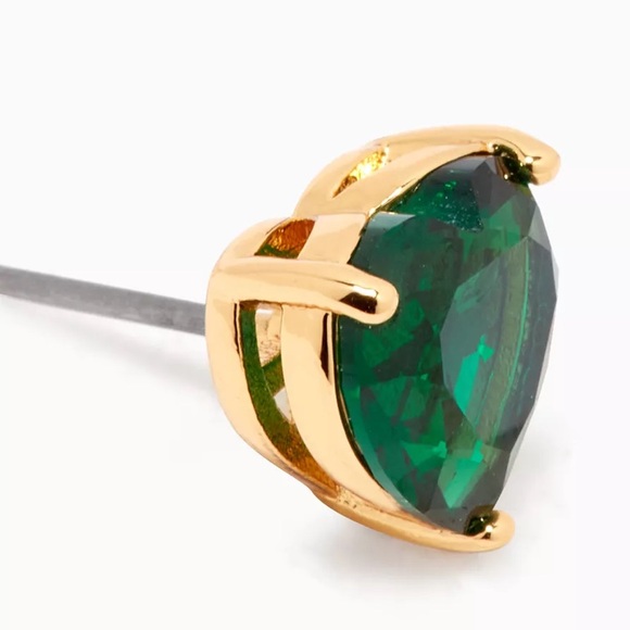 NEW Kate Spade My Love Emerald Green Heart Stud Earrings Goldtone SOLD OUT - Picture 5 of 14